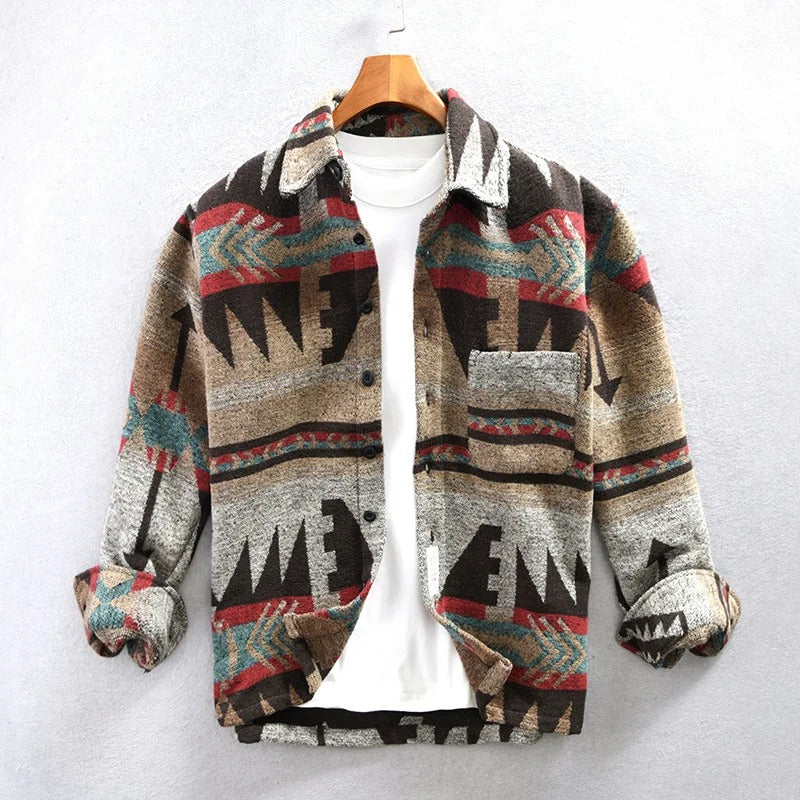 Angus™ | Stylish Tribal Print Button-Down Shirt